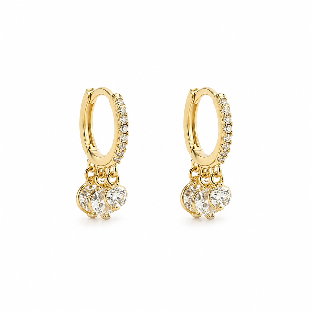 Celeste Crystal Charm Huggie Earrings