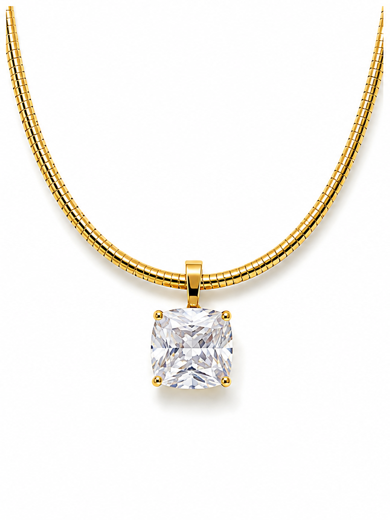 Solitaire Cushion Necklace