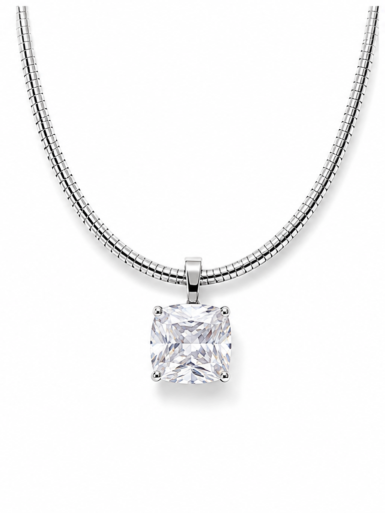 Solitaire Cushion Necklace