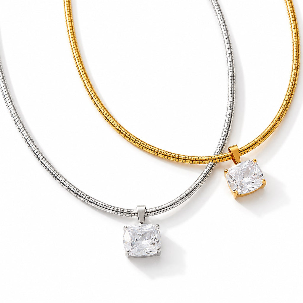 Solitaire Cushion Necklace