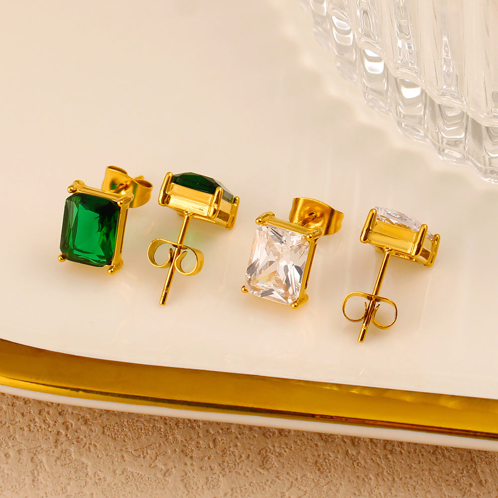 Solara Square Crystal Stud Earrings