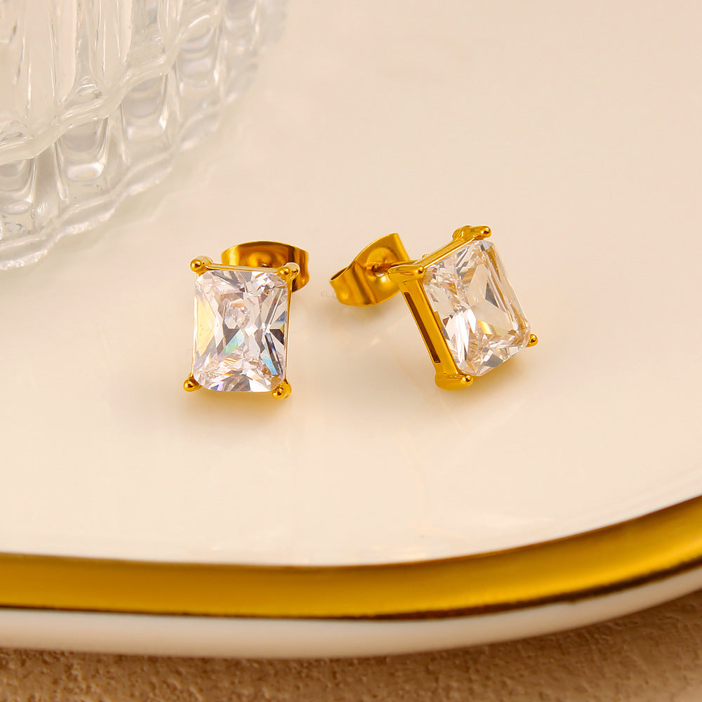 Solara Square Crystal Stud Earrings