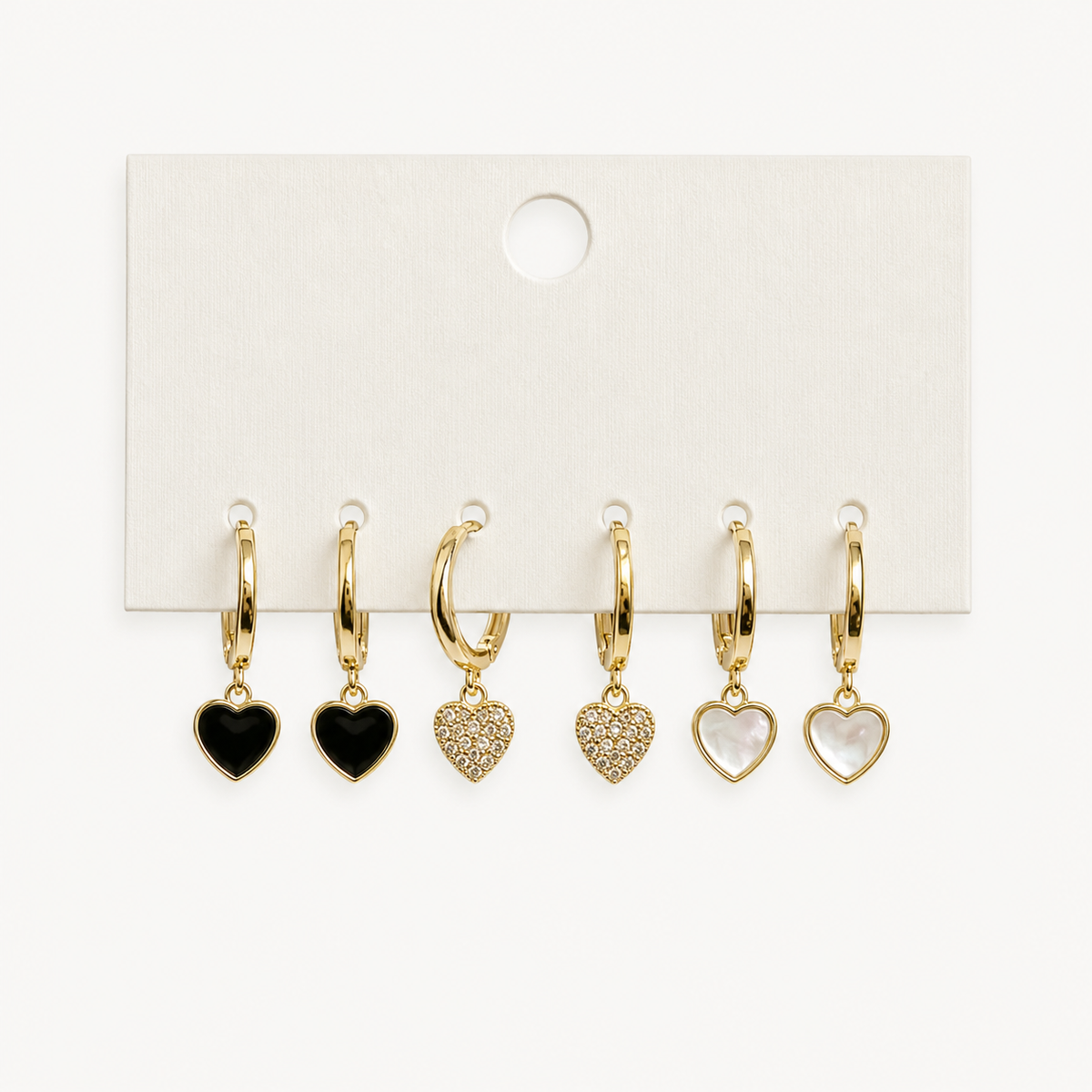 Heart Trio Huggie Set